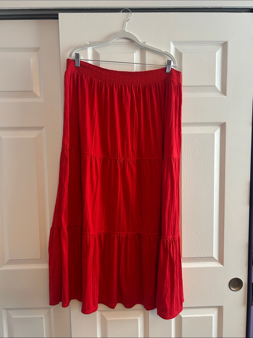 Faded Glory Red Tiered Maxi Skirt